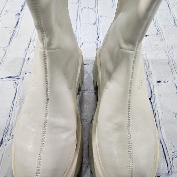 GUESS Saleen Ivory Platform Ankle Bootie Boot Back Zip WOMENS SIZE 8.5 - Picture 6 of 9